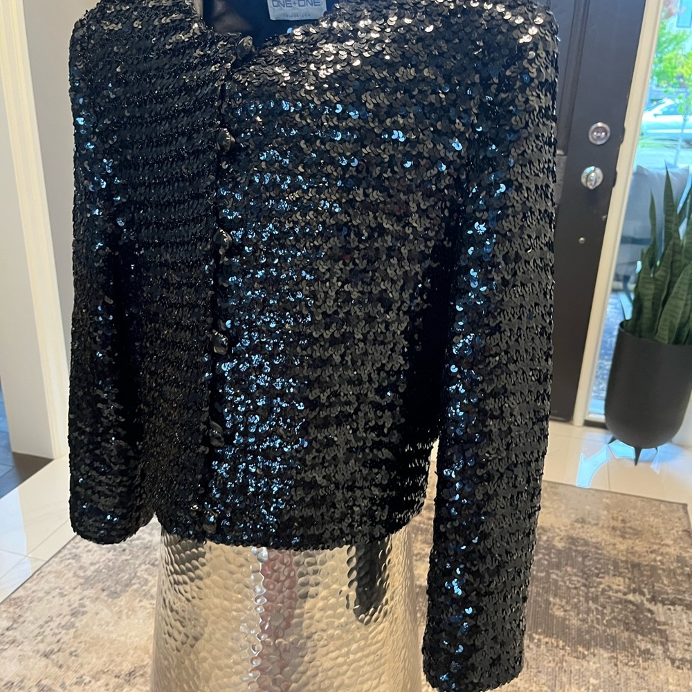 COPY - 1+1 size 10 vintage, sparkling, sequin, disco, dinner, jacket, gala even… - Picture 9 of 17